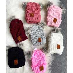 Gorros bebes con pompon -...